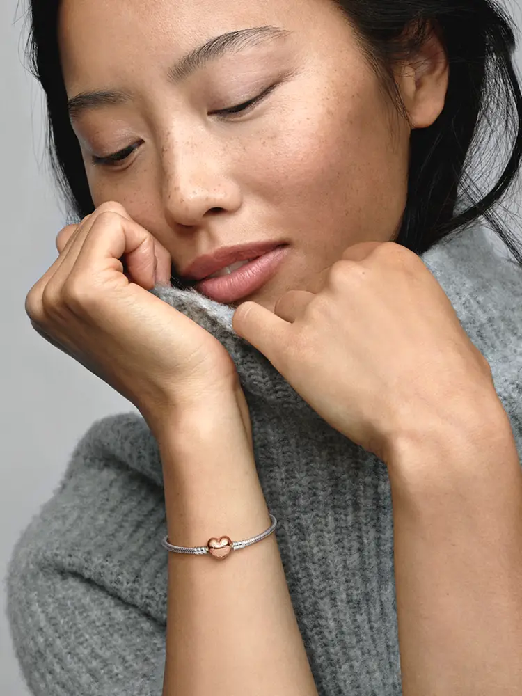 [New Year Gift] Pandora Rose Heart Shaped Chain Bracelet Gold Heart Fashion Style