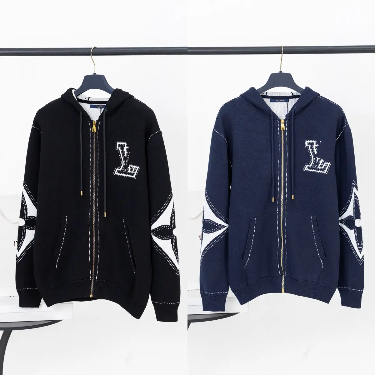 Louis Vuitton Knitted Intarsia Four-Leaf Clover Casual Loose Zipper Cardigan Jacket
