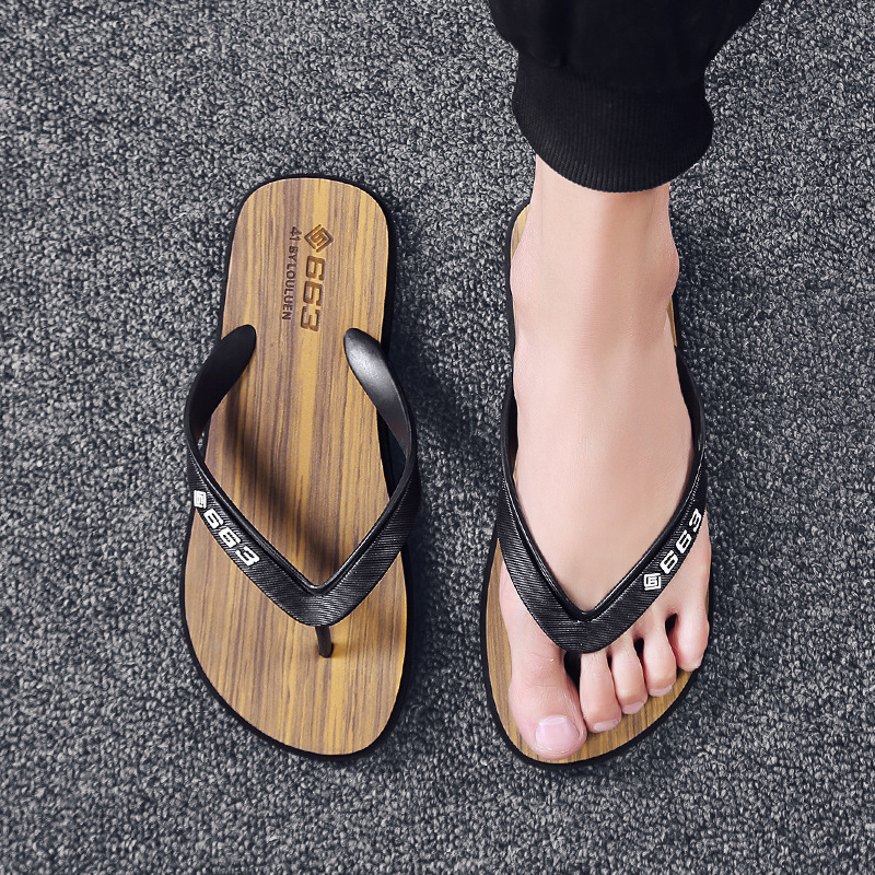 Flip-Flops Men's Summer Non-Slip Wear-Resistant Outer Wear Flip-Flops Beach Slippers Men's Sandals Splint Bathing Bathroom Flip-Flops
