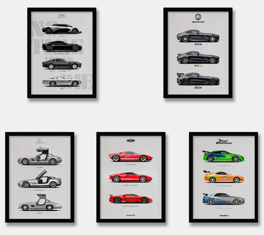 Aston Martin Mercedes AMG Ford GT Car Poster Decoration Painting Racing Sports Painting Minimalist Painting Hanging Painting
