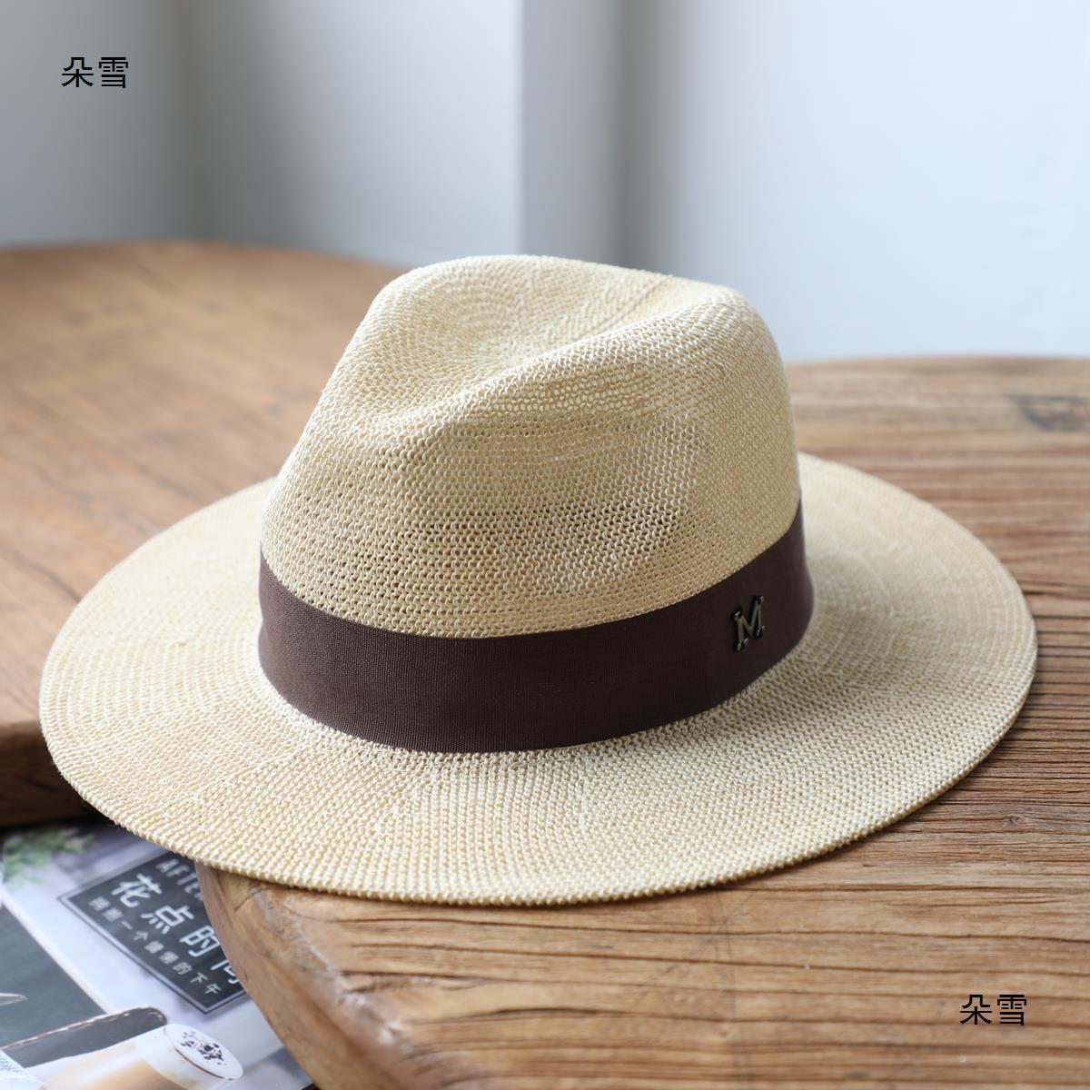 Korean style fashion brown knitted Jazz hat straw hat women's spring and summer top hat couple all-match wide brim sun protection sun hat