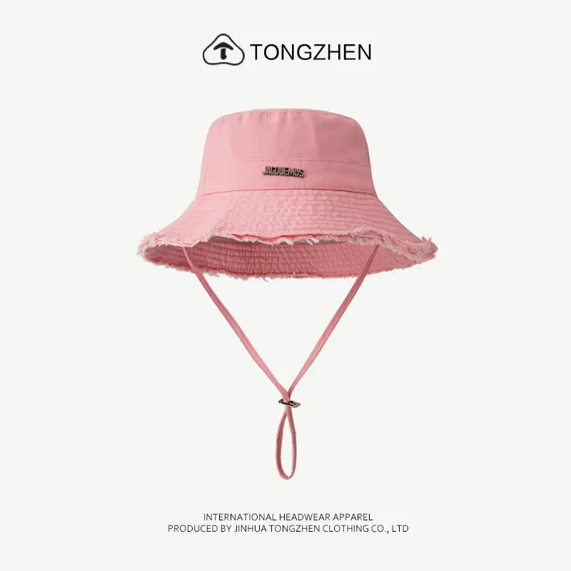 Hyuna JACQUEMUS Japanese Style Retro Trimmed Fisherman Hat Women's Spring and Summer Travel Sun Hat Korean Style Basin Hat