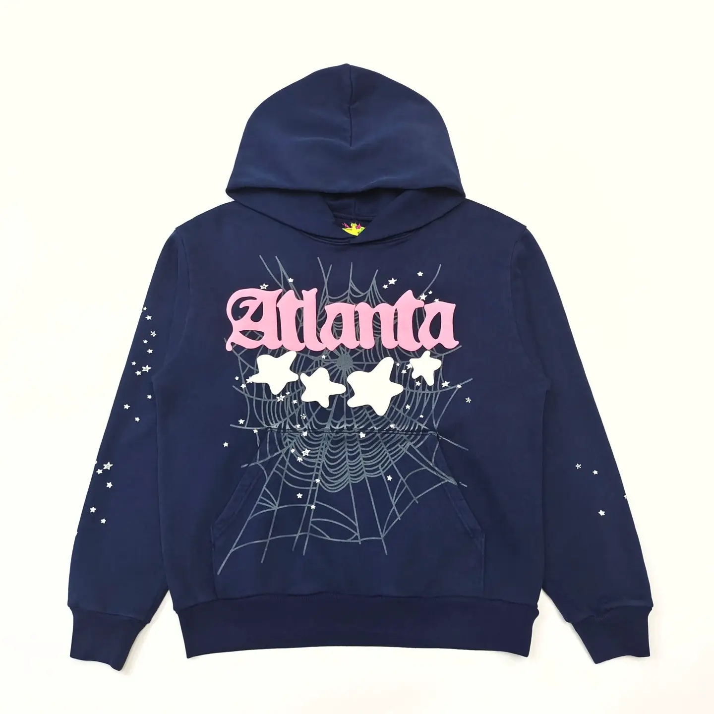 Sp5Der Foam Print American High Street Hoodie Loose Sweatshirt and Sweatpants Set