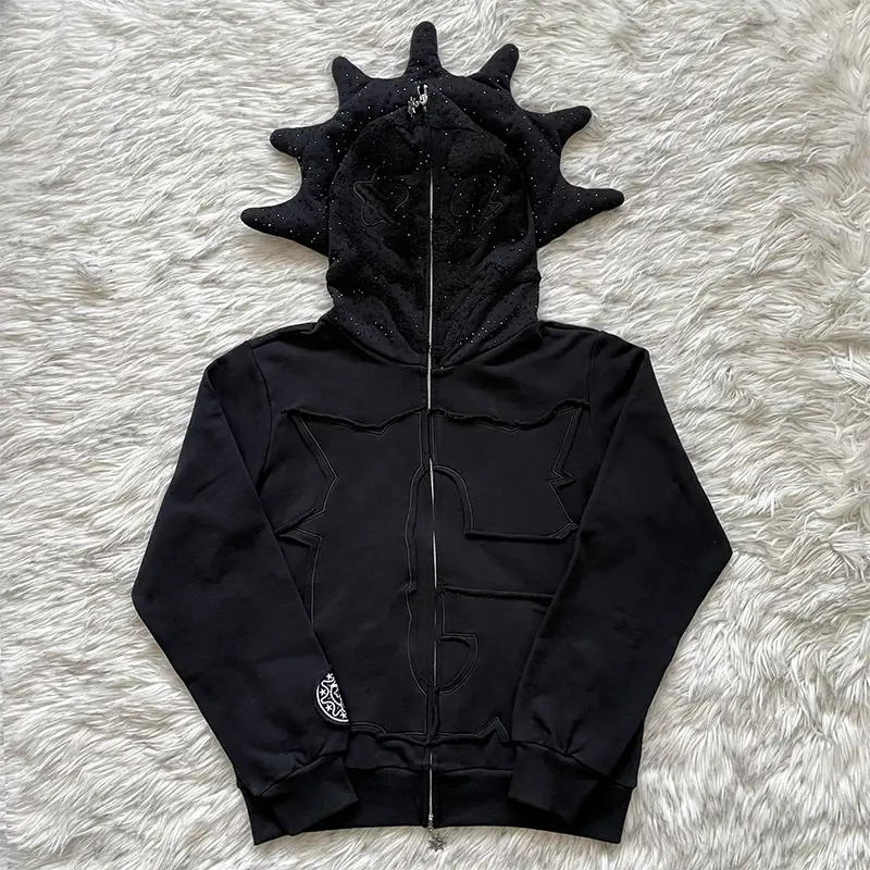 Glo Gang the Glory Full Zip Hoodie Embroidered Rhinestone Hooded Sweatshirt