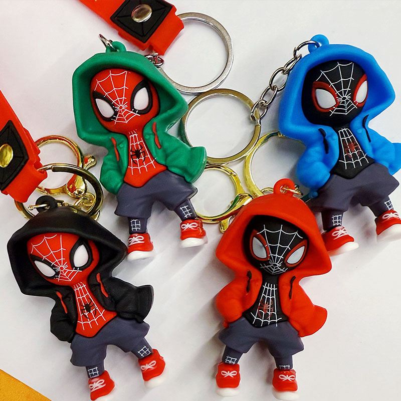 Night Market Stall Trendy Play Doll Oversized Sweatshirt Spider-Man Keychain Creative Couple Car Cartoon Keychain
