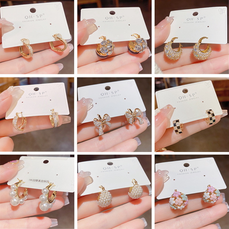 Real Gold Electroplated Fashion Jewelry, Simple and Exquisite Ear Clips for Women, Versatile and Stylish Geometric Earrings, Wholesale Ear Accessories