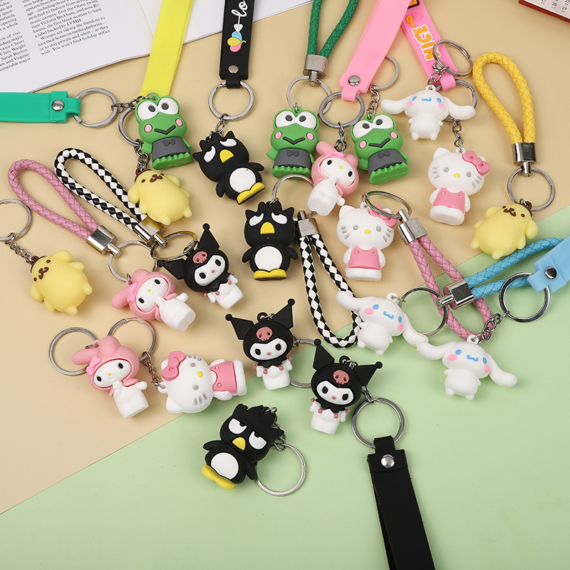Woven rope keychain wholesale cartoon kulomi schoolbag pendant cute melody Pudding Dog key chain gift