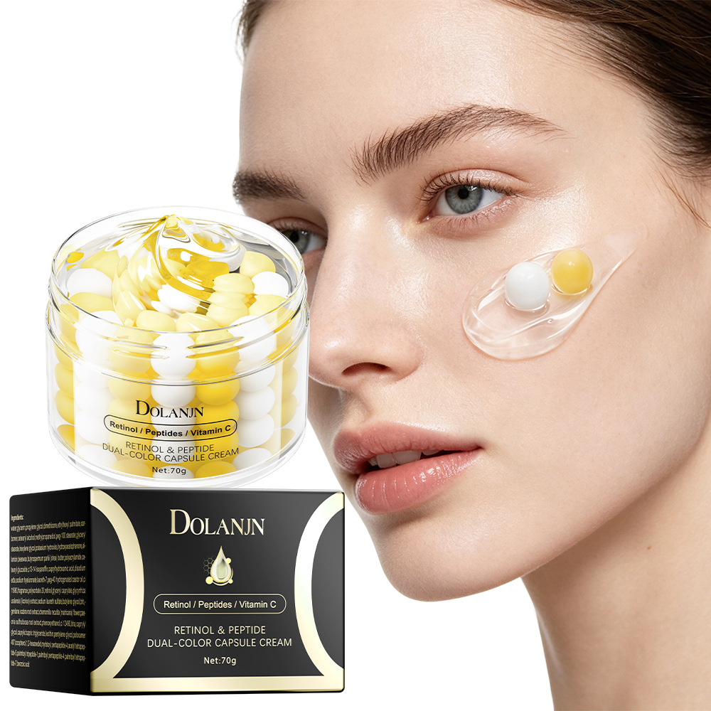 Cross-Border Retinol Peptide Dual-Color Bead Capsule Cream Vitamin C Energy Cream Pill-Shaped Face Cream Foreign Trade Skin Care Products