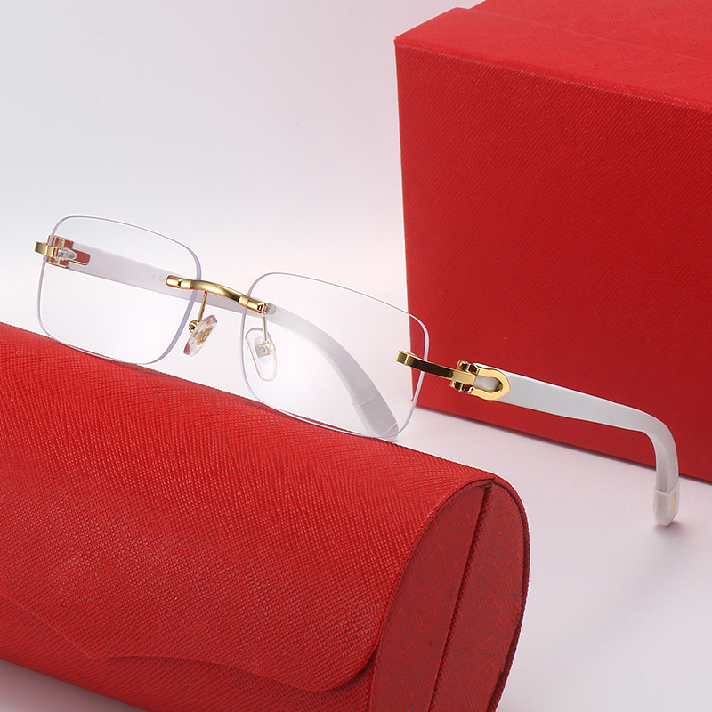 New Kajia Square Frame Wooden Leg Sunglasses Men's Fashion Spring Leg Frameless Sunglasses Copper Heart Sunglasses Foto QC da 1688 su Qualit.ly