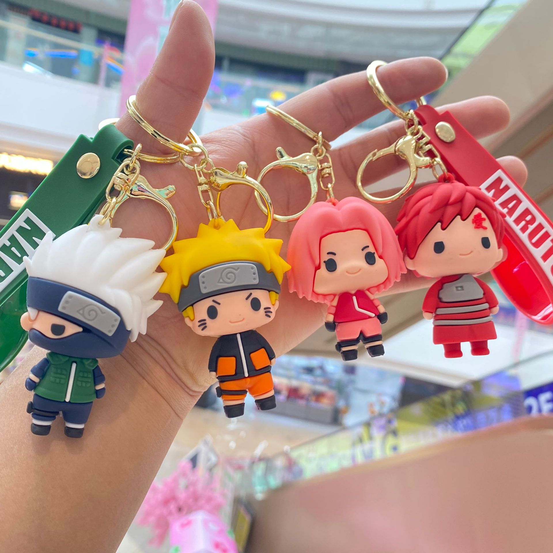 New Naruto cartoon doll key chain Naruto Kakashi key pendant I love Luo car key chain