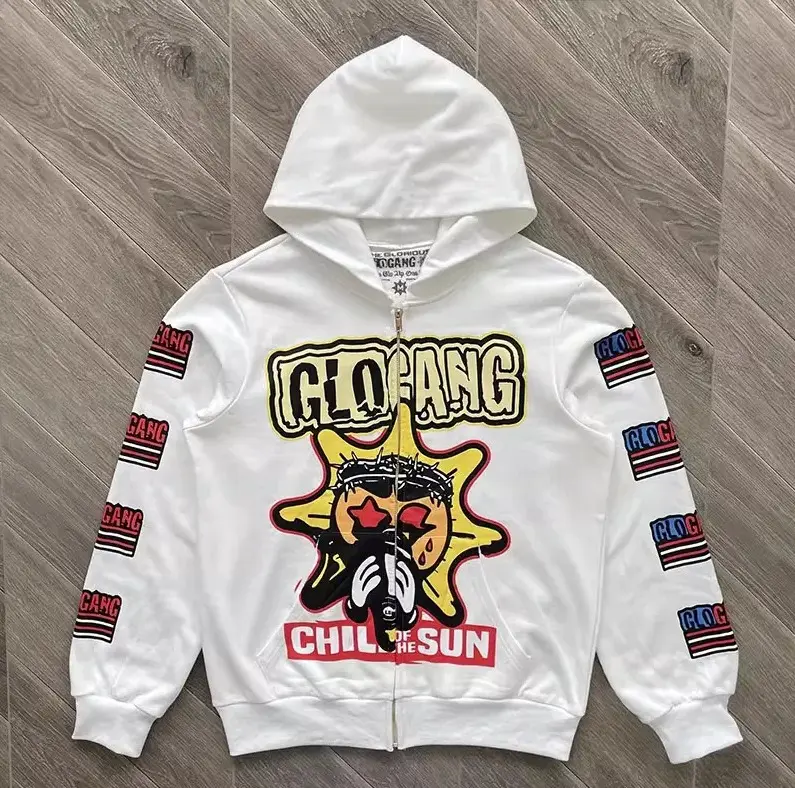 2025 Cross-Border American New Style Zipper Cardigan Hooded Sweatshirt Jacket Street Trendy Punk Tops for Men and Women