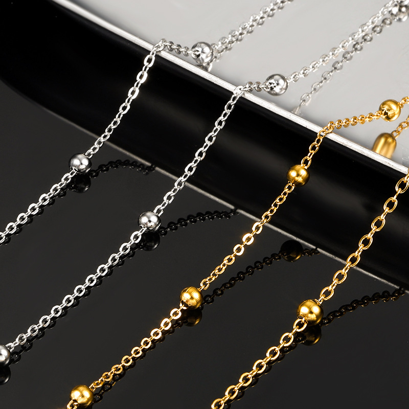 stainless steel beaded flat cross chain diy jewelry accessories vacuum plated titanium steel necklace bracelet o chain sweater chain