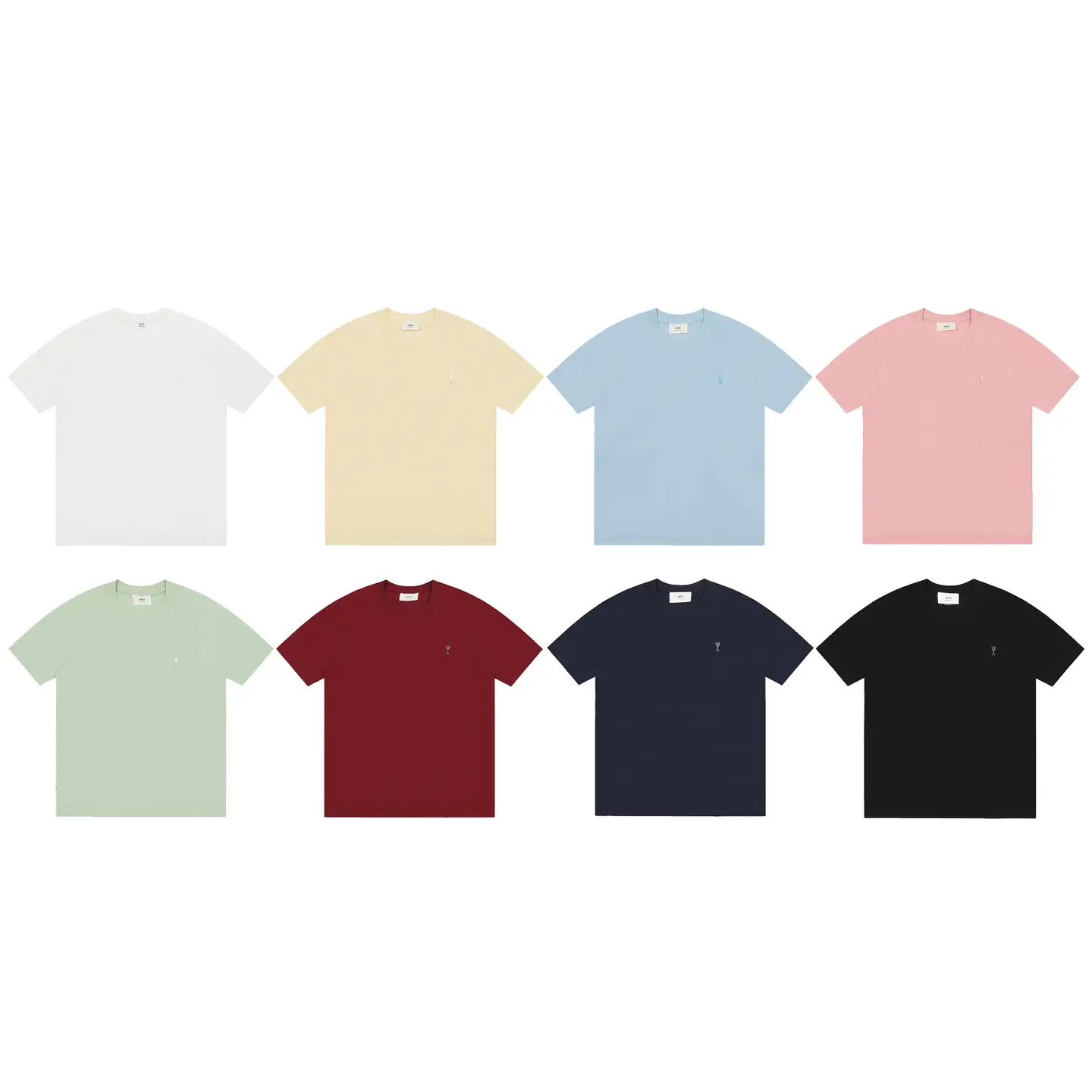 Aim Summer New Metal Hand-stitched Small Love Embroidered T-shirt Round Neck Loose Half-sleeved Top for Men and Women