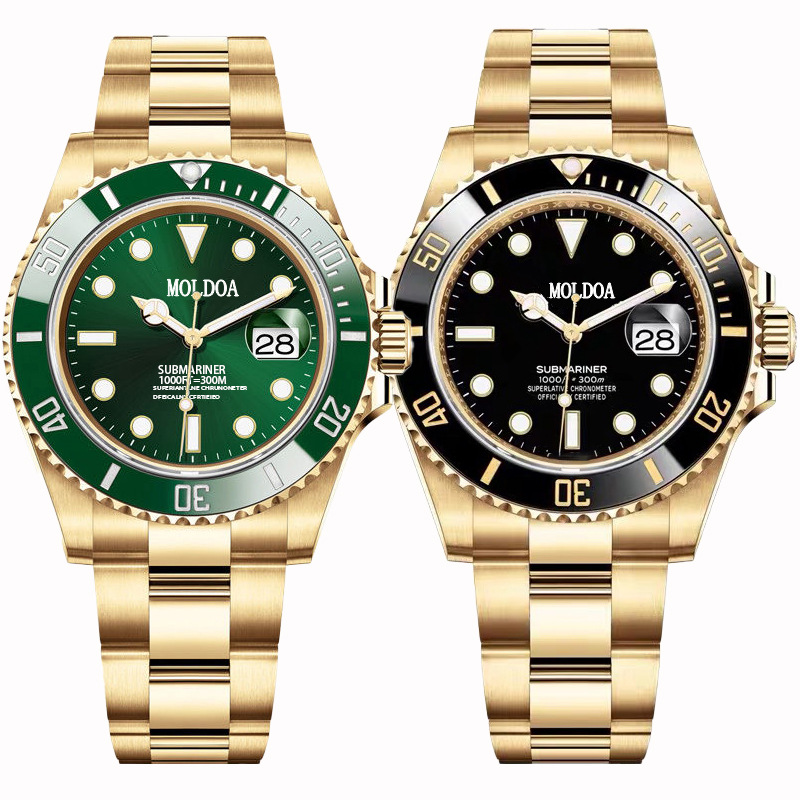 Business Water Ghost Men's Watch Imitation Automatic Mechanical Black Green Dial Luminous Waterproof Quartz Watch