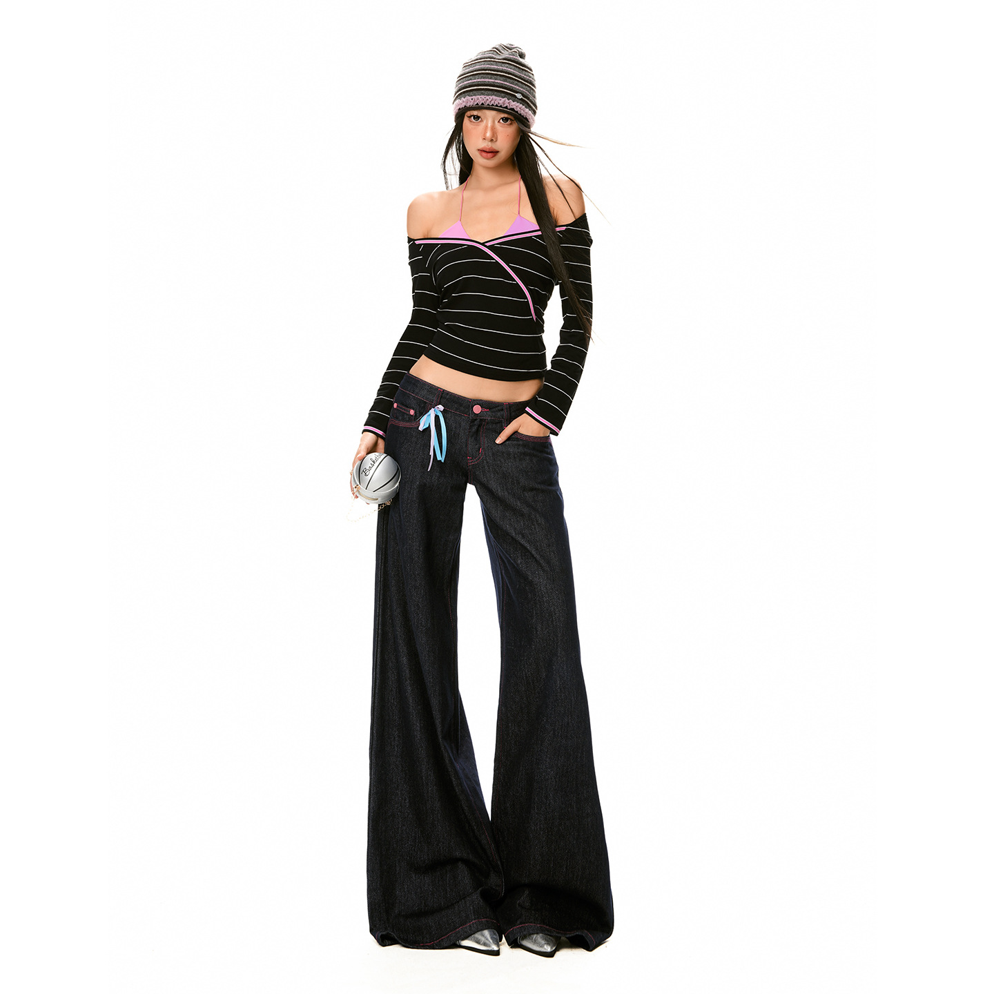 Designer-Style Raw Denim Wide-Leg Jeans for Women, 2025 Autumn and Winter New Low-Waist Loose Slimming Straight-Leg Floor-Length Pants