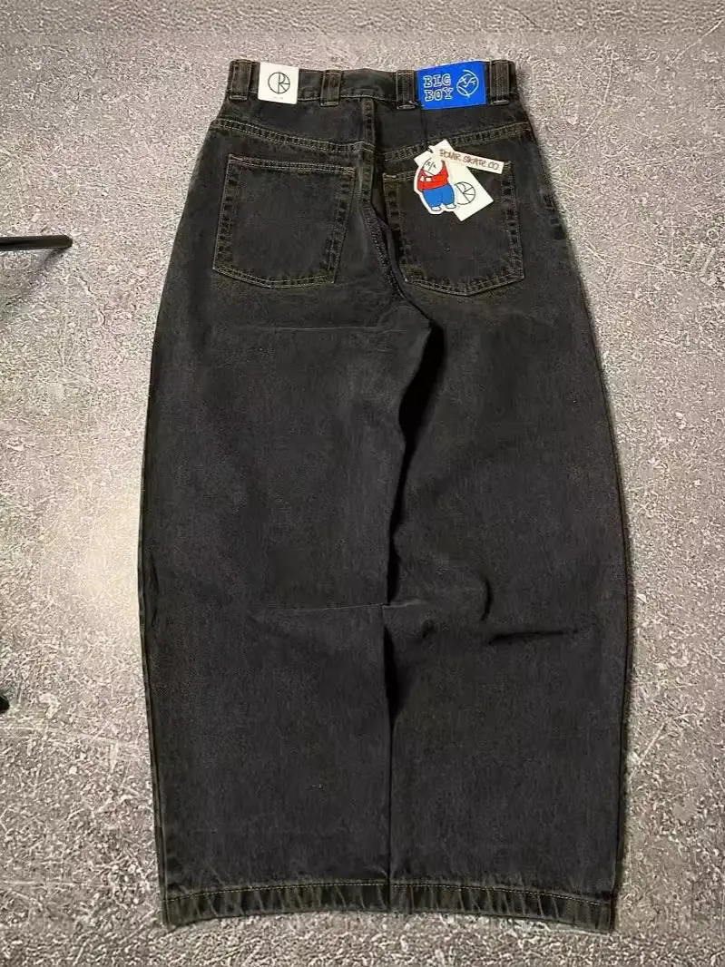 Cross-border E-commerce Y2K Big Boy Jeans Harajuku Hip-hop Embroidered Loose Jeans Street High Waist Wide Leg Pants