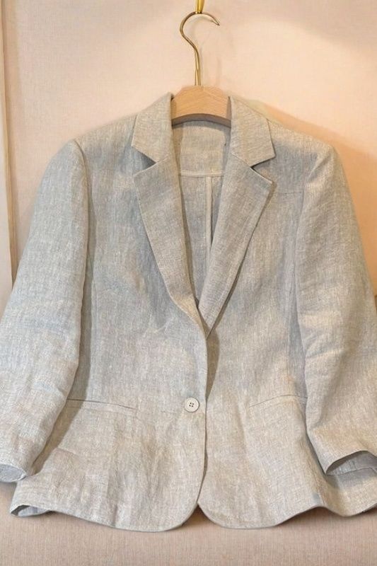 R1Y Cotton and Linen Suit Top Short Summer New Nine-Point Casual Suit Linen Slim Fashion Breathable Thin Style