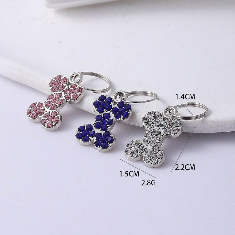 Xiyin Spelling Duoduo Labeled Pet Collar Pendant Diamond-encrusted Schnery Bone Keychain Pendant Dog Tag Engraving
