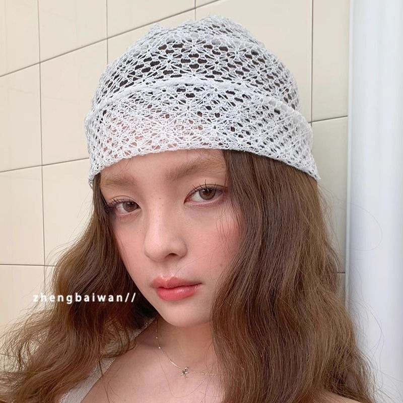 Heap Hat Ins Niche Fishing Net Lace Hollow Cold Hat Summer Thin Subculture Baotou Hat Millennial Hot Girl