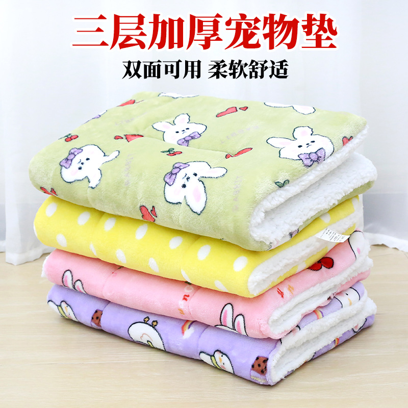 Autumn and Winter pet mat lambswool thickened cat mat dog sleeping mat warm nest mat cartoon pet mattress factory