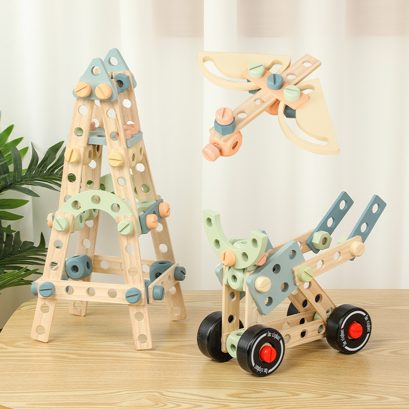 Security Toys for Young Kidsren Wooden Assembled Fire Truck Artificial Toy Set for Boys Hands-On Educational Early Education Enlightenment