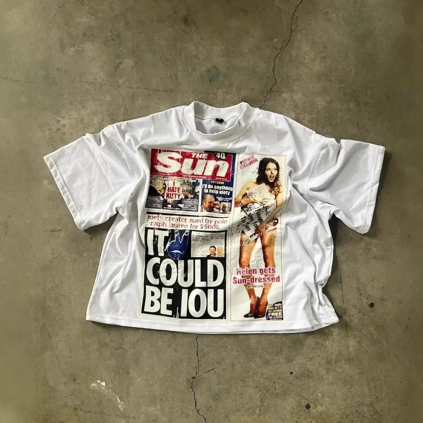 Harajuku American Newspaper Graphic T-Shirt Y2K Top Oversized T-Shirt Couple Professional Choice Gothic Street Retro Men's