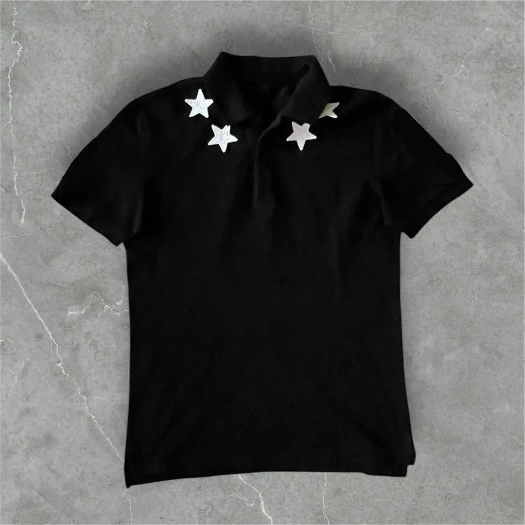 Y2K Short-Sleeved Polo Shirt T-Shirt Print Pattern Tops Dark Gothic Vintage Summer Street Wear Tops