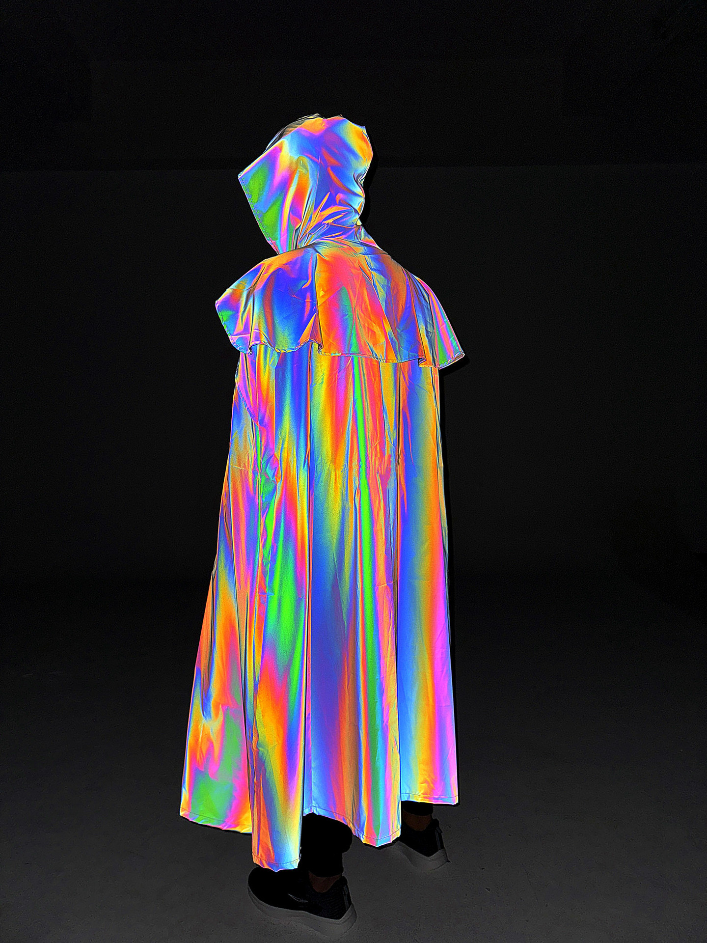 European and American Cross-border New Colorful Reflective Cloak Halloween Party Medieval Hooded Cloak Gothic Luminous Coat