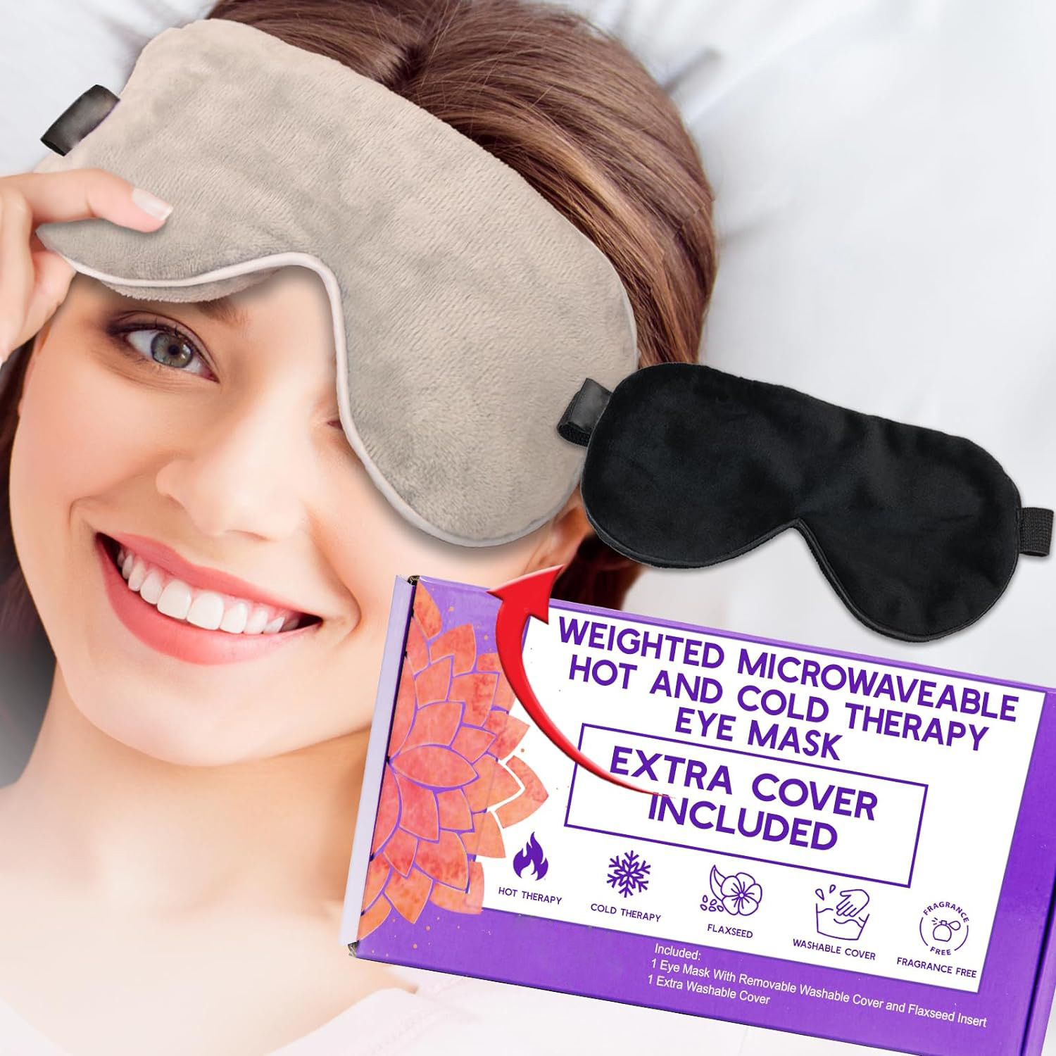 Microwave Heating Yoga Eye Pillow Lavender Flaxseed Filling Velcro Removable and Washable Shading Hot and Cold Compress Eye Mask