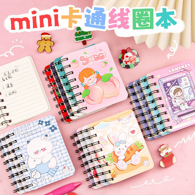 Creative Cartoon Coil Book Student Mini Portable Small Book Cute Girl Pocket Learning Notebook Stationery