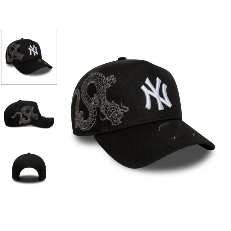 New York Yankees Baseball Cap Black Dragon Embroidered MLB Hat