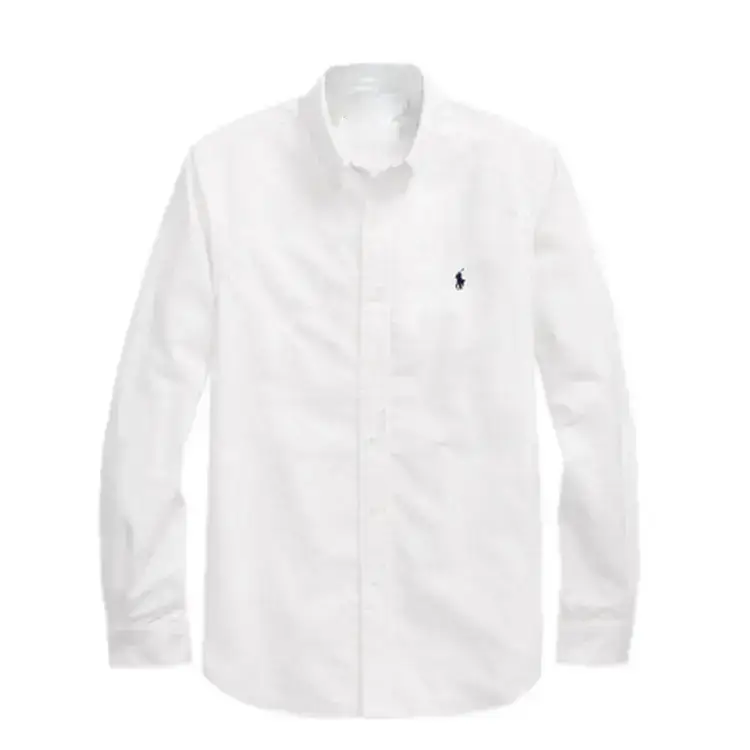 Ralph Lauren Men's White Oxford Fabric Slim Fit Long-Sleeved Shirt