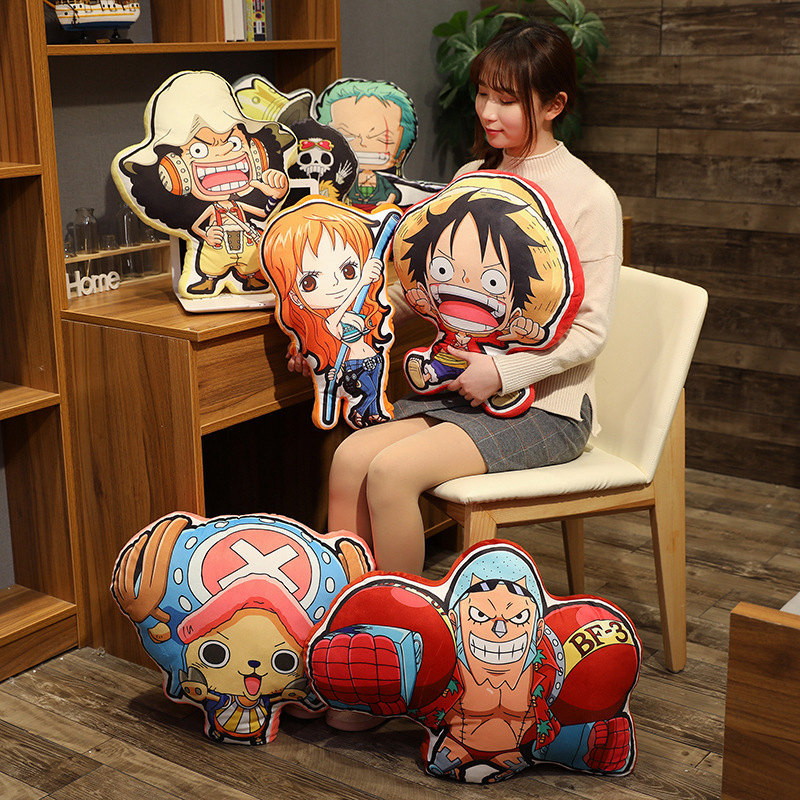 Creative One Piece Pillow Plush Toy Cartoon Luffy Solon Qiao Ba Pillow Children's Holiday Gift Wholesale