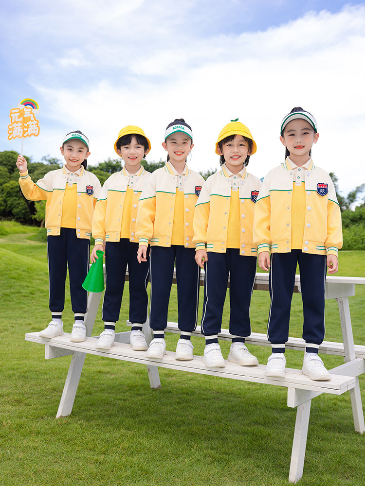 Class Uniforms, British Style Primary School Uniforms, Spring and Autumn Four-Piece Sets, Children's Baseball Uniforms, Sports Kindergarten Uniforms, Sets