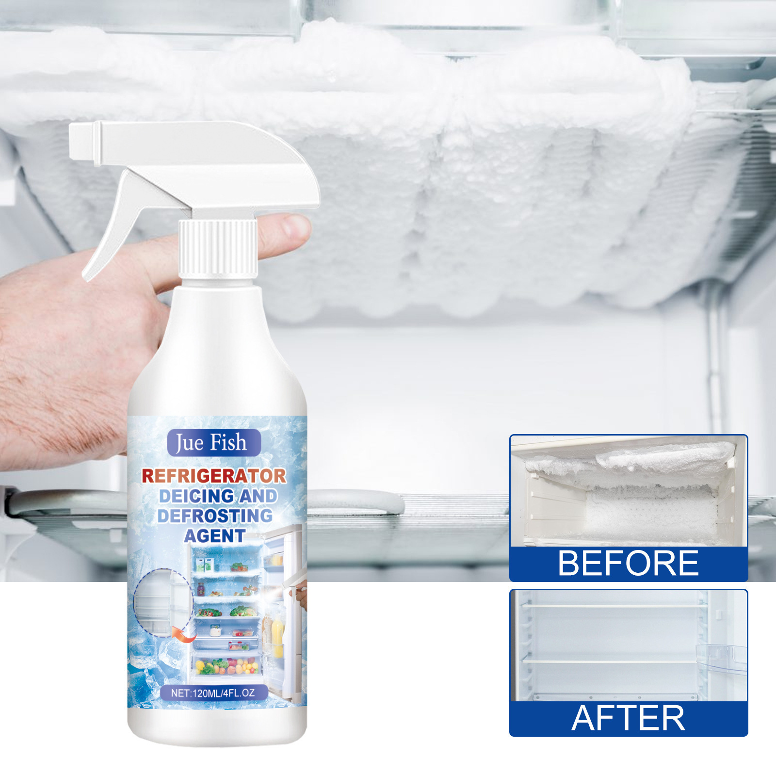 Jue-Fish Refrigerator Defrosting and De-Icing Agent Household Freezer Snow Melting and De-Icing Agent for Cleaning Ice and Preventing Ice Formation QC-foto från 1688 på Qualit.ly