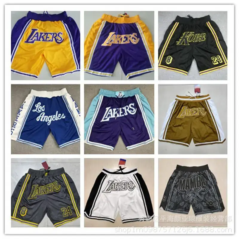Embroidered Basketball Jersey High Street Just Don Lakers Secret Embroidered Version Pocket Version Zipper Pants