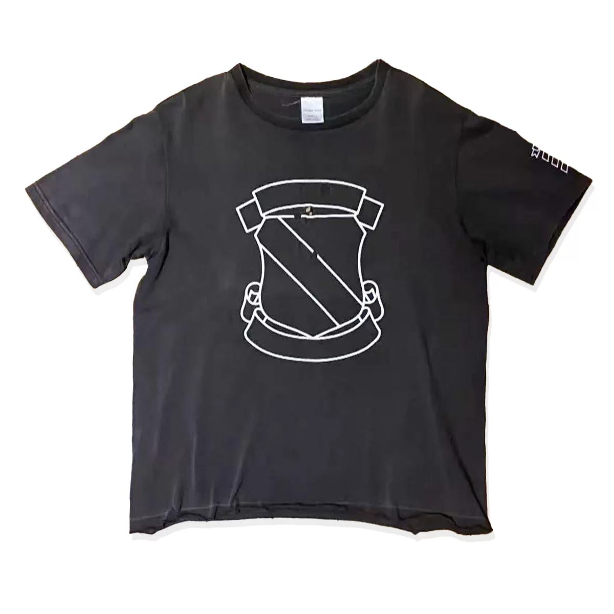自主Numbernine风格01AW distressed shield T shirt水洗做旧短袖