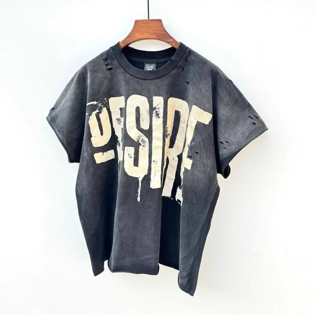 Spring and summer 2025 new European and American fashion punk art pattern crew neck pullover short sleeve men and women with a wholesale