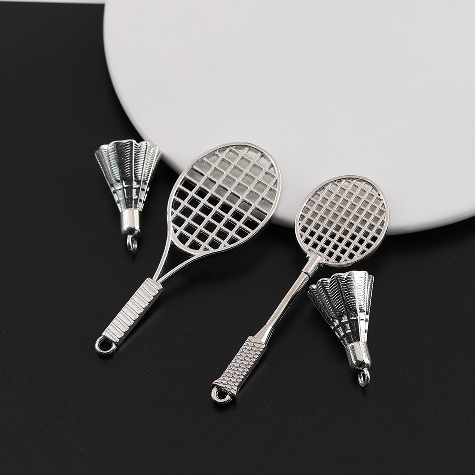Casual Creative Badminton Racket Alloy Pendant DIY Handmade Necklace Keychain Pendant Jewelry Accessories