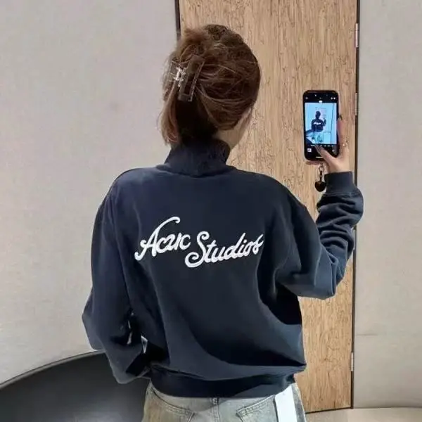 后背立体刺绣LOGO男女情侣拉链夹克外套