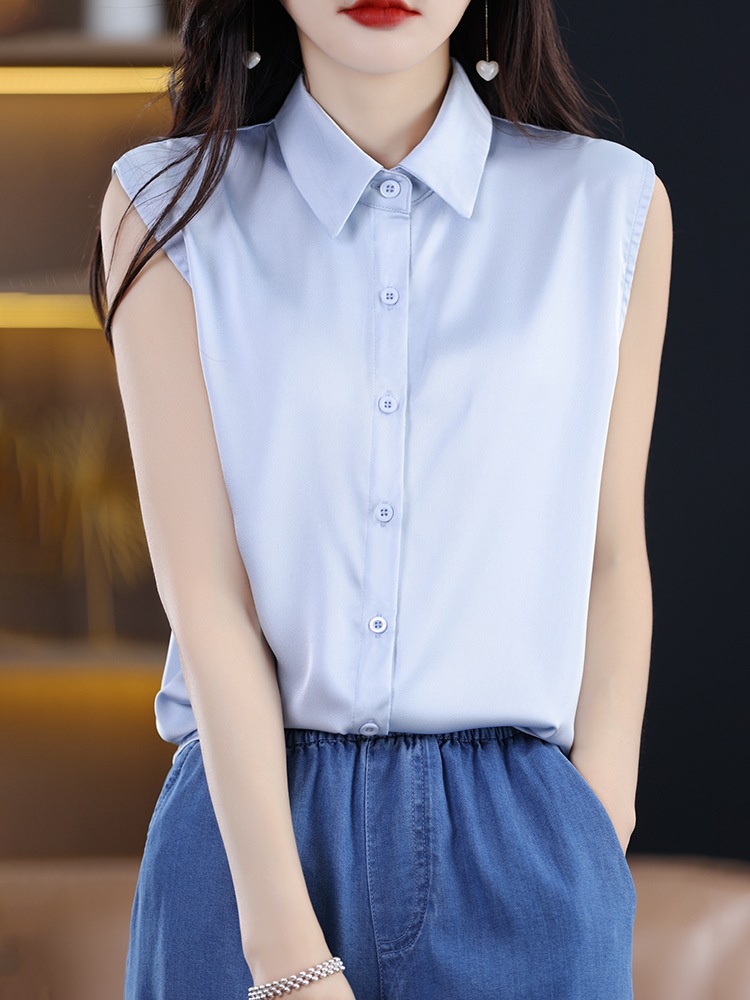 2026 Spring/Summer New Sleeveless Shirt for Women Polo Collar with Suit Base Layer T-Shirt Versatile Base Layer Vest