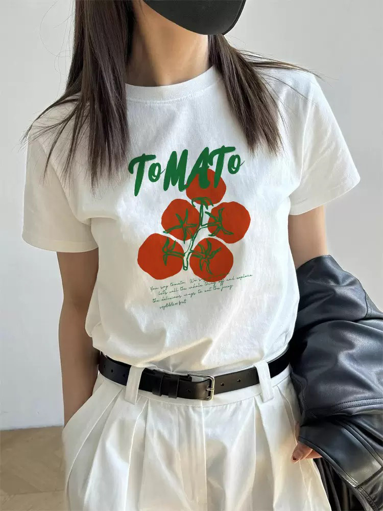 Designed Printed White Short-Sleeved T-Shirt for Women Spring and Summer 2026 New Korean Style Fashionable Versatile Loose Casual Top