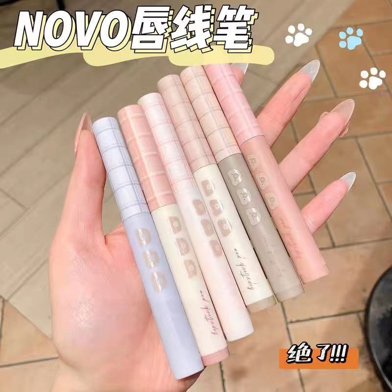 Novo Lip Liner to Outline the Lip Shape, Create Full and Plump Lips, Multi-Purpose for Enhancing the Lower Eyelids, Color-Rich, Waterproof, Matte Lip Pencil