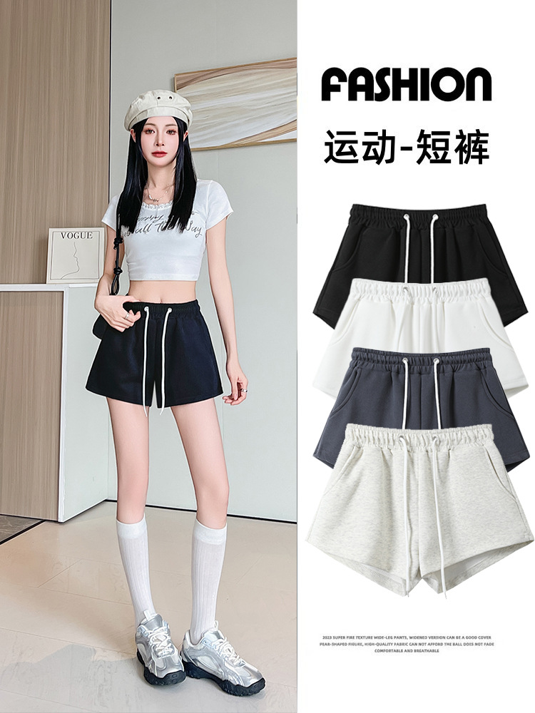 American-Style Spicy Girl Sports Shorts for Women, Summer 2026 New High-Waisted Loose Wide-Leg Casual Pants, Sweatpants, A-Line Hot Pants