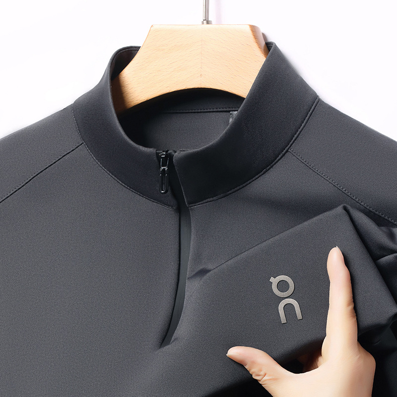 Live Broadcast Popular Half Turtleneck Zipper Sweatshirt Men's 2025 Spring and Autum Men's Loose Casual Long-Sleeved Tops T-Shirts