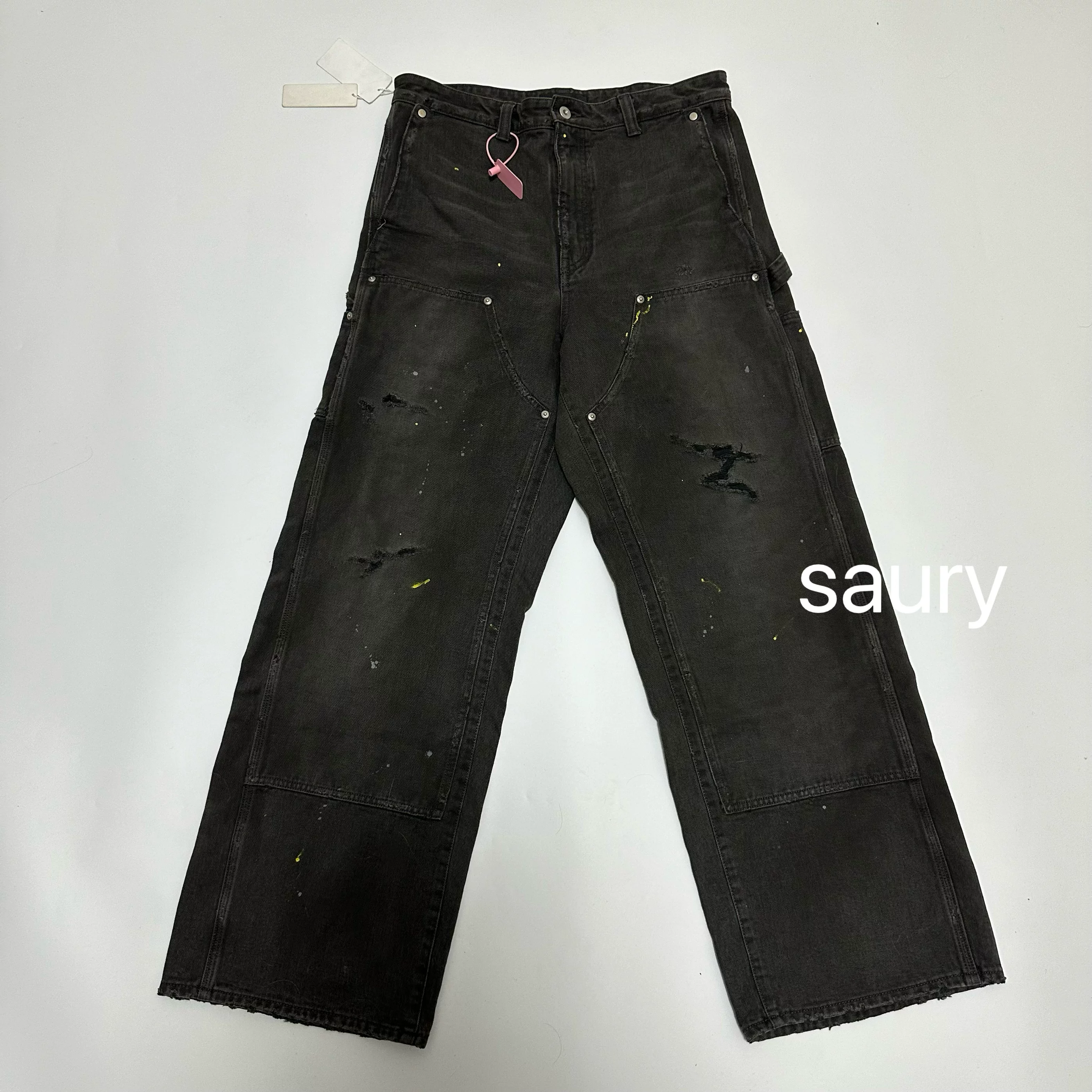 (In stock) Vujade010 Ink Splashing Destruction Lumber Pants for Men and Women