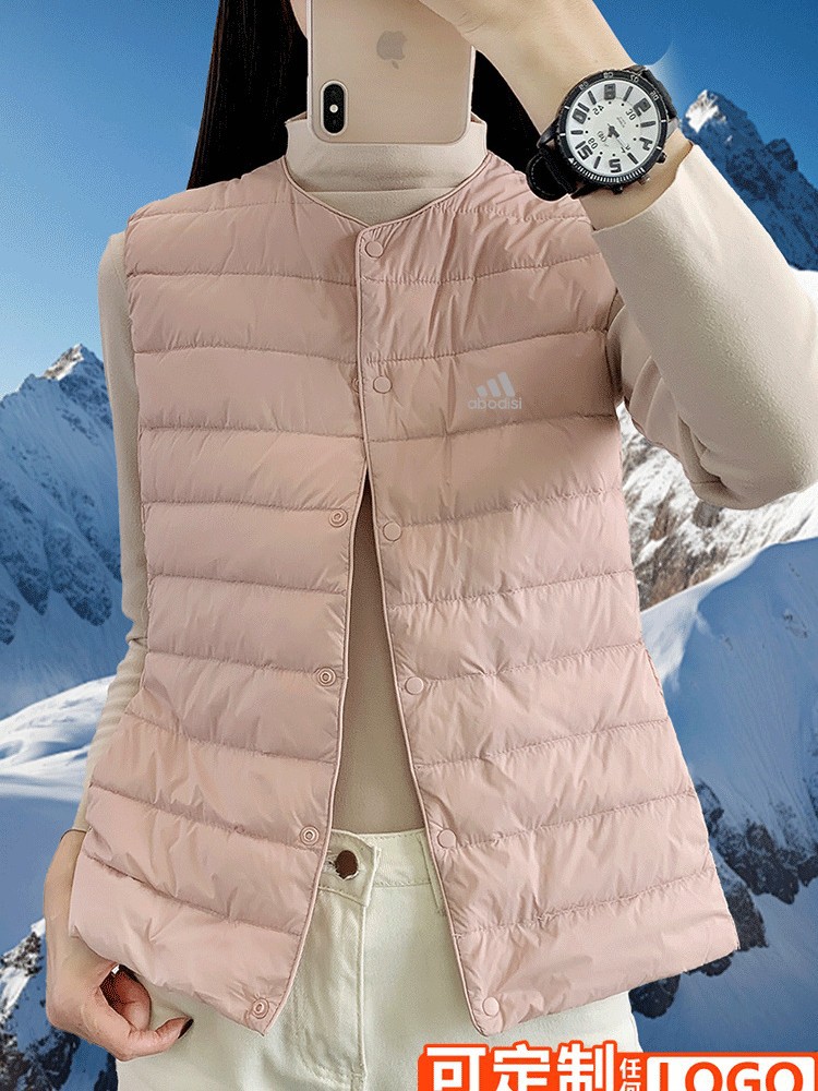 Autumn and winter new lightweight down vest women's white duck down vest round neck light coat wholesale can be printed logo