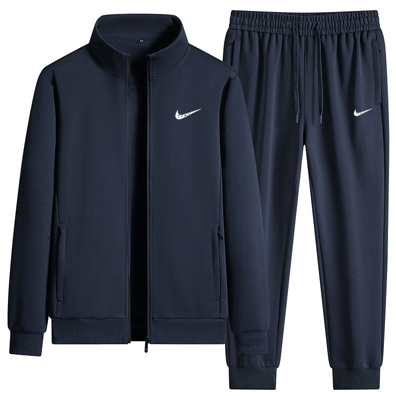 Cross-border men's 2025 spring and autumn new cardigan sweater collar coat trousers two-piece men's leisure sports suit
