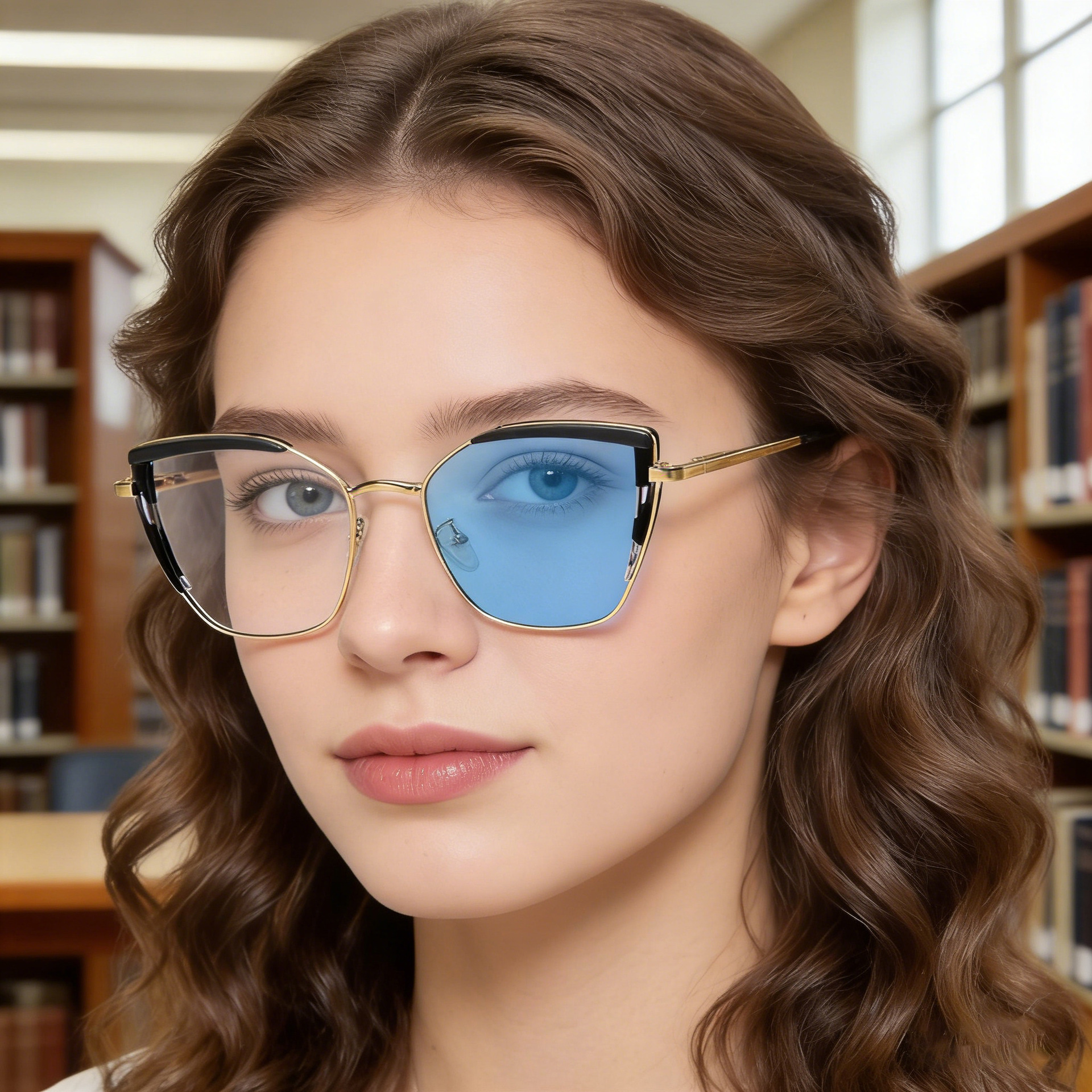 2025 new European and American fashion cat's eye color-changing optical frame women's INS anti-blue light glasses frame women's cross-border wholesale