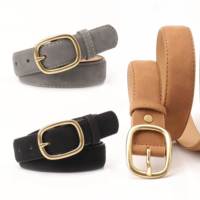 New Fashion Retro Women's Belt Korean Trendy Bronze Pin Buckle Belt Women's All-match Jeans Trouser Belt for Hair